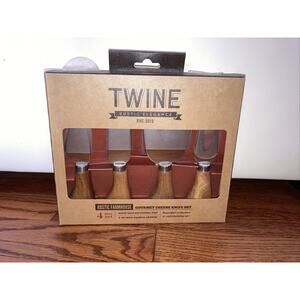 Twine Rustic Elegance Rustic Farmhouse Gourmet Cheese Knife Set Acacia Wood NIB